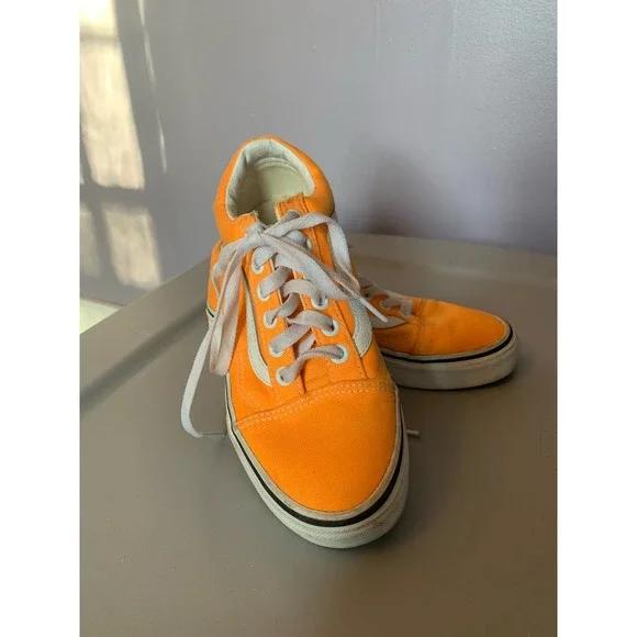 Vans Sneakers Neon Orange and White GUC size 5.5 women 4.0 men - Picture 1 of 13